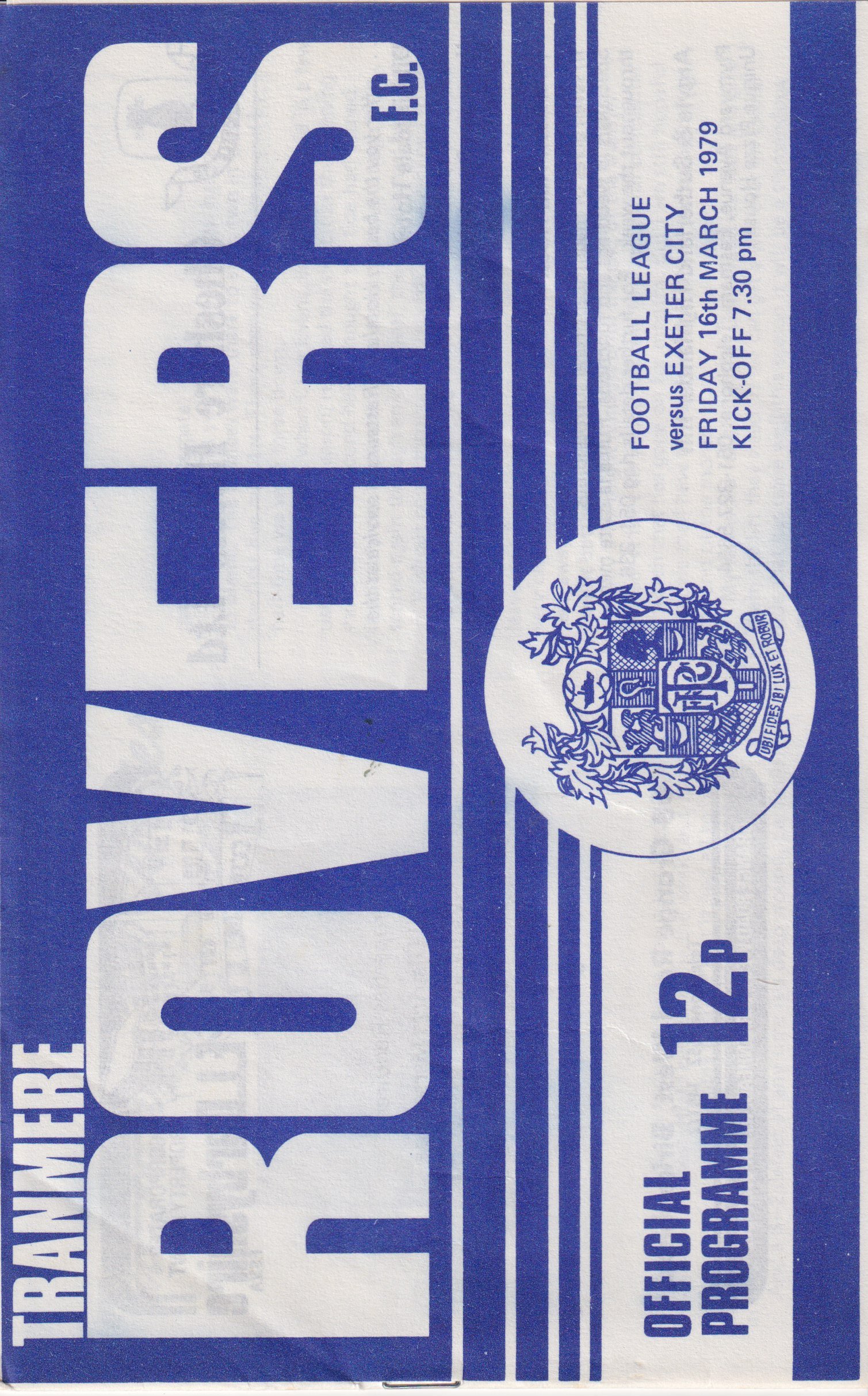 Tranmere Rovers v Exeter City match programme